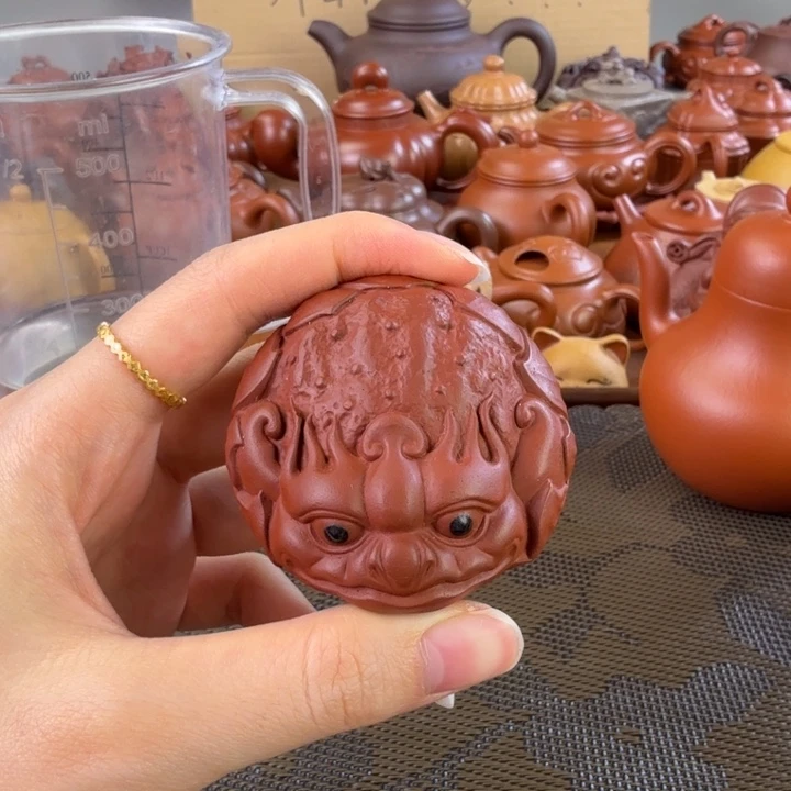 紫砂茶壶朱泥金蟾