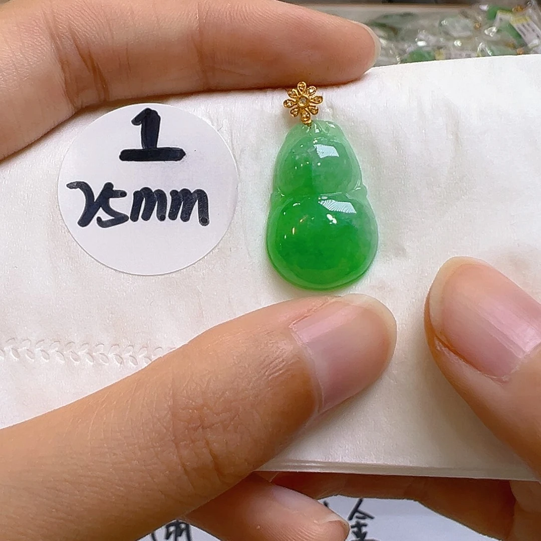 翡翠18K金镶嵌吊坠(不含链)翡翠