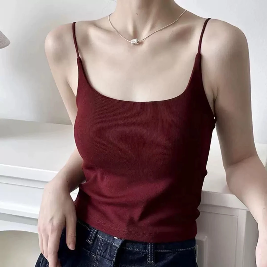 【哈蕾彩妆】夏季吊带背心  文胸一体打底内搭上衣女士上衣