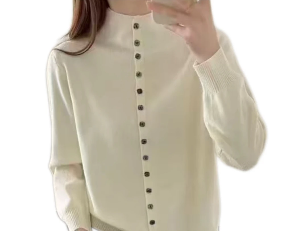 一排扣针织开衫简约时尚百搭