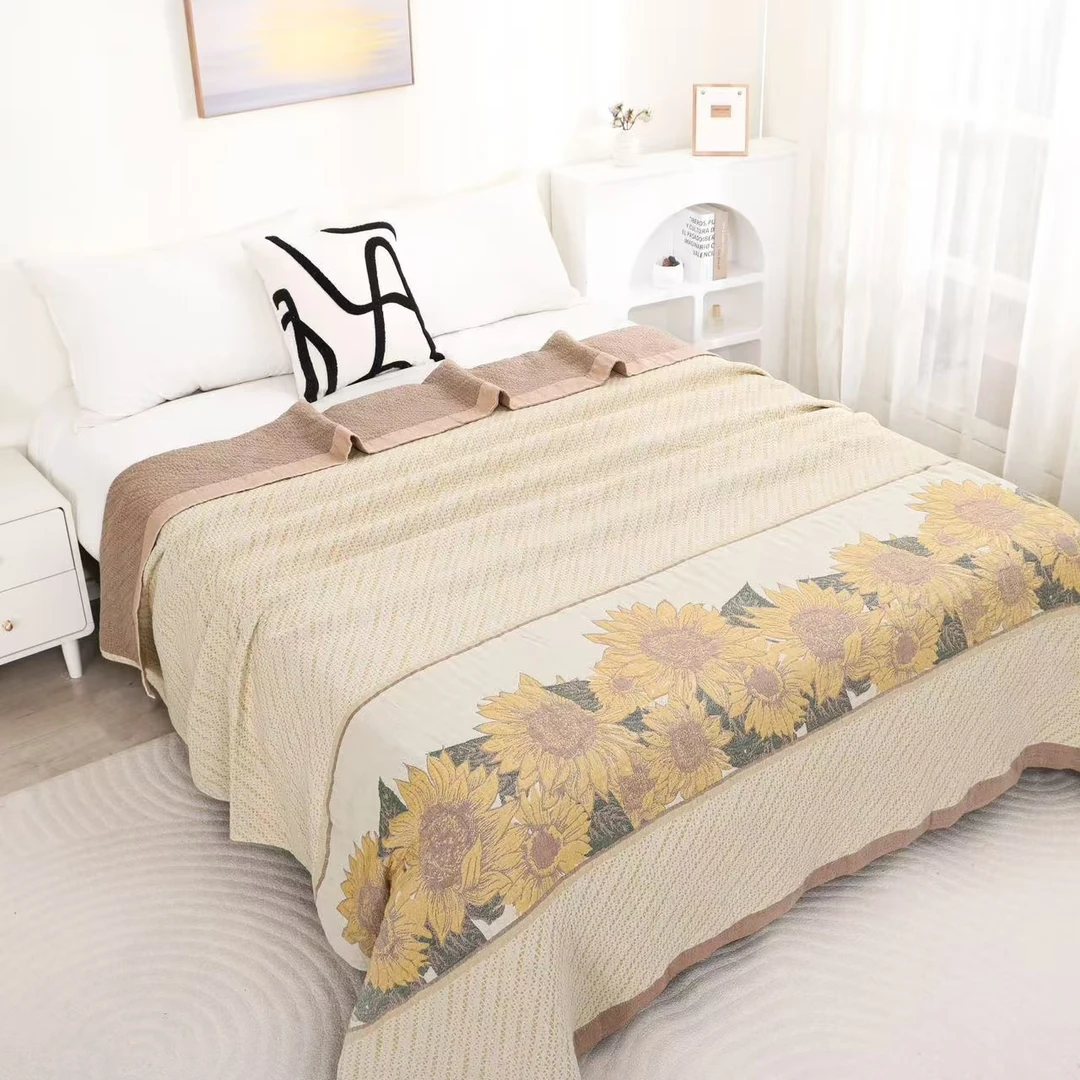 【向阳花开软席毯】2.3*2.5M高端A类罗布麻亲肤透气四季可用软席毯。