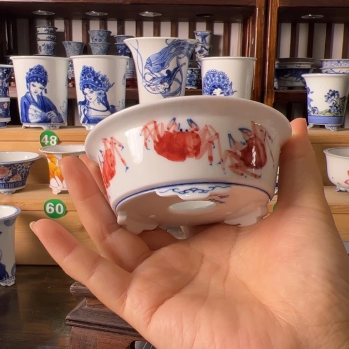 摆件手绘手工陶瓷花盆