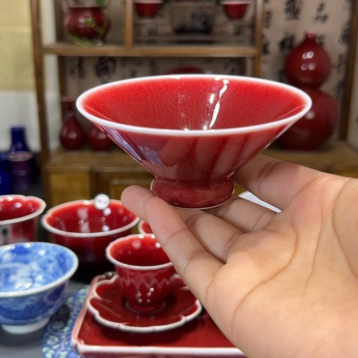 景德镇陶瓷浅行窑斗笠杯