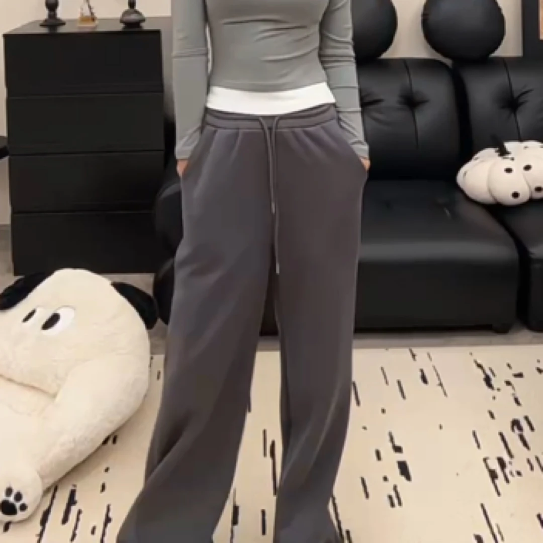 假两件高腰运动阔腿裤