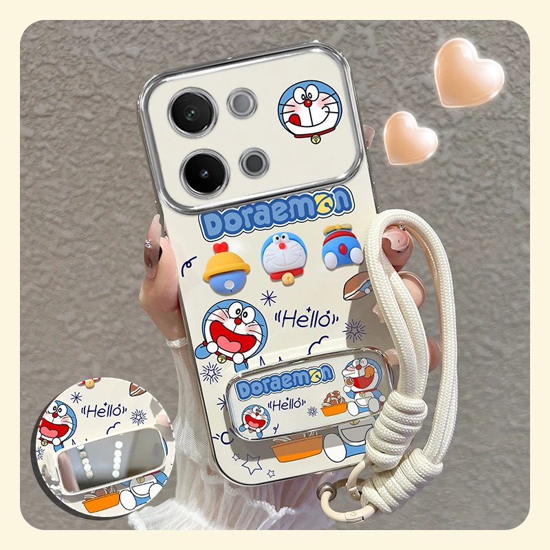 适用【vivos18e】手机壳可爱叮当猫大视窗硅胶防摔保护女款可爱网红