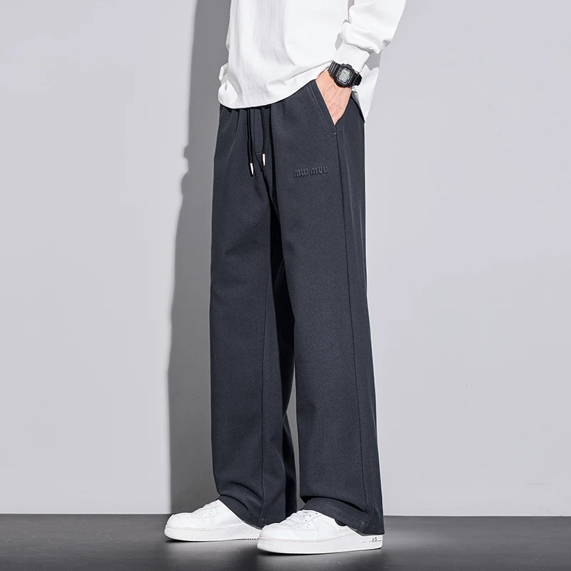 2025秋冬新款针织弹力立体剪裁裤子直筒宽松休闲裤百搭休闲长裤男