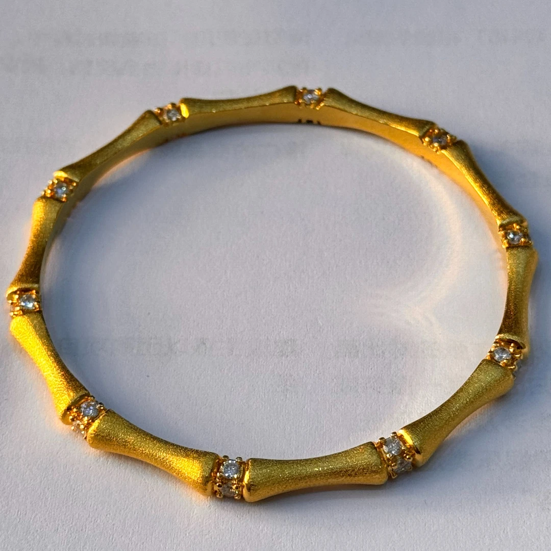 足银手镯 足银手镯 点钻竹节 内足外足 经典时尚 62#圈口