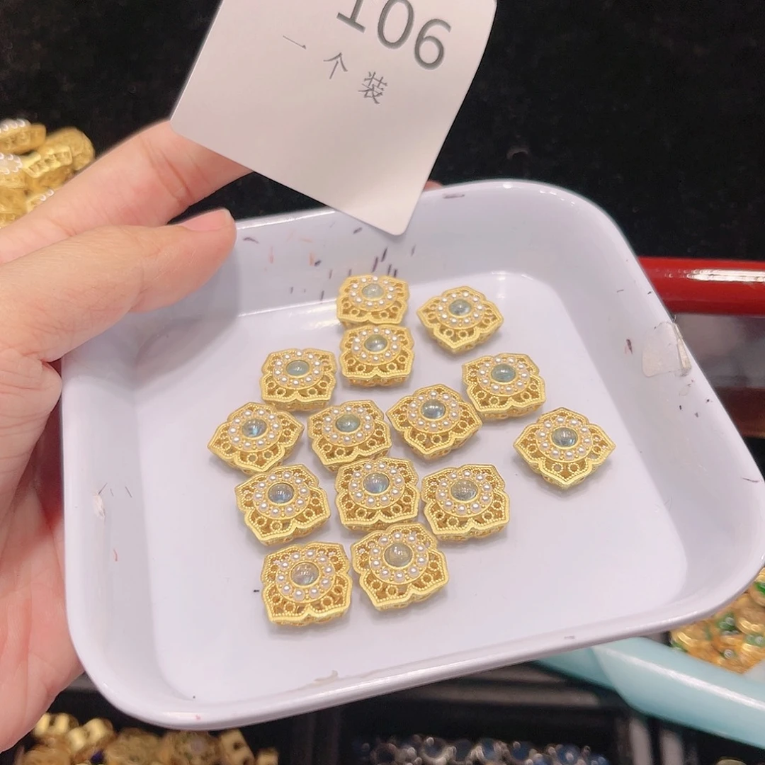 紫晶珠宝半成品银S925镀金镶嵌106