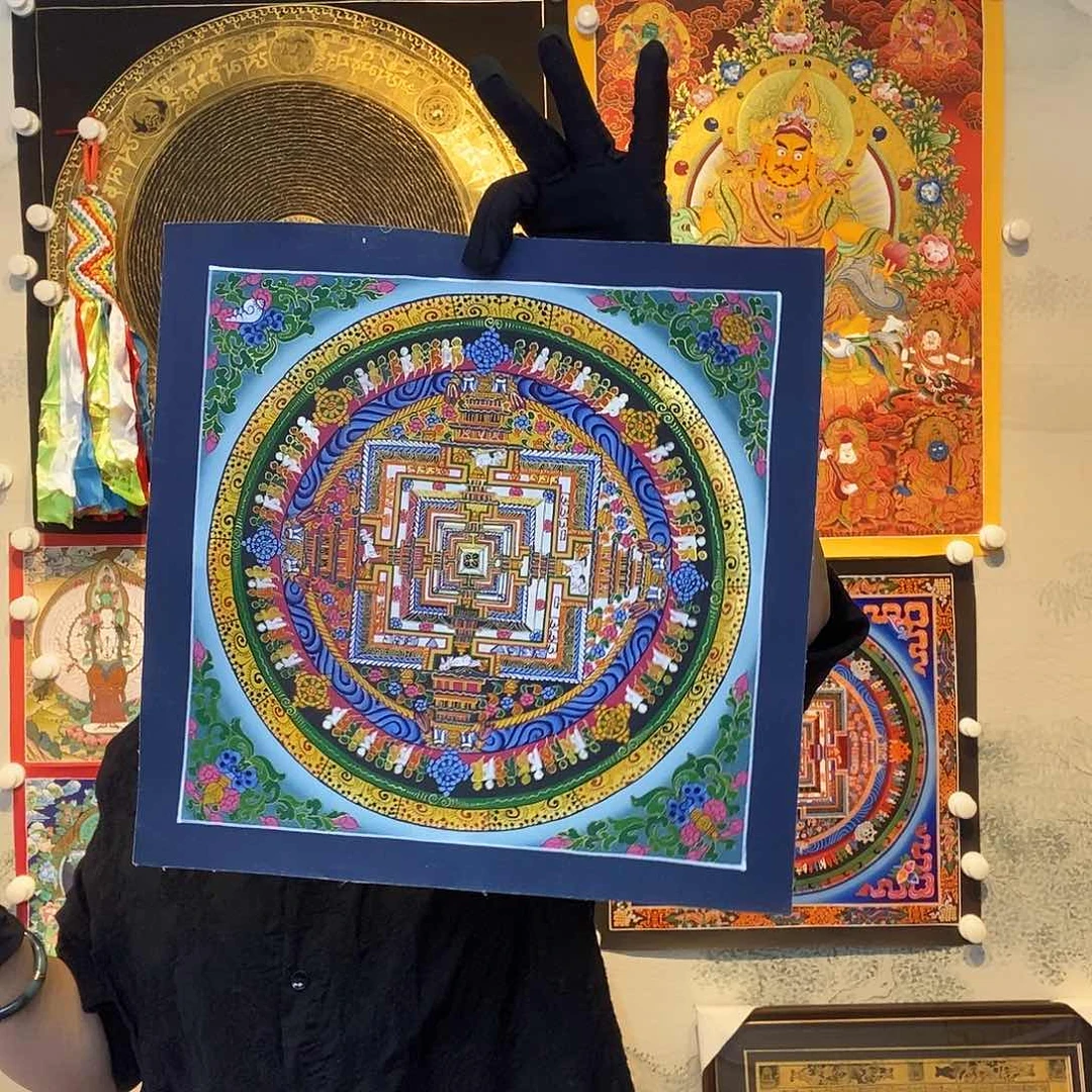 卷轴画纯手绘坛城唐卡27厘米左右