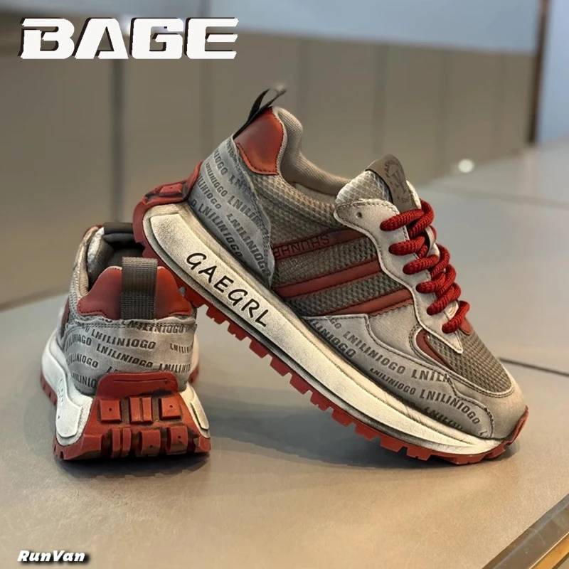 八哥阿甘男鞋2025新款冬季休闲百搭运动老爹鞋男士增高厚底跑步鞋