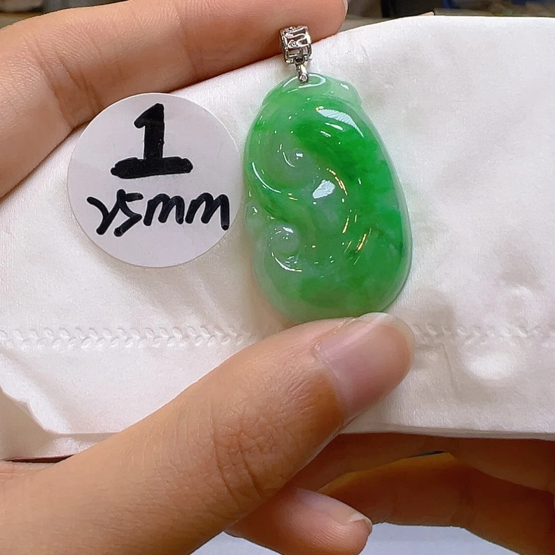 翡翠18K金镶嵌吊坠(不含链)翡翠