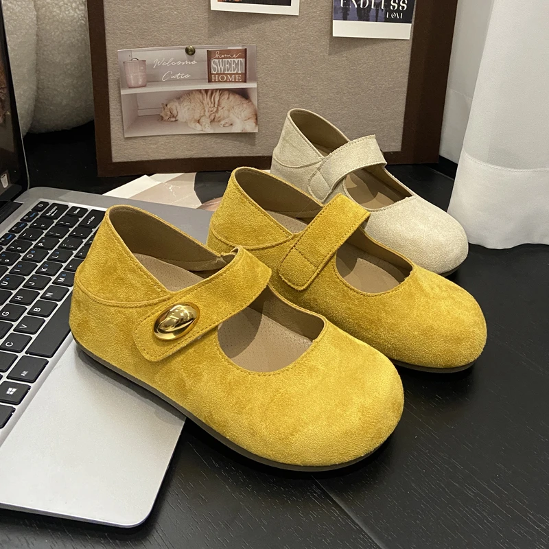 2025秋季勃肯鞋女浅口玛丽珍新款增高百搭平底休闲小金豆包跟单鞋