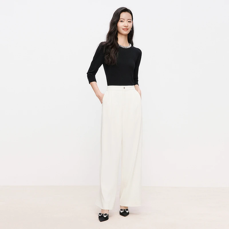 【珂莱蒂尔】时尚百搭简约圆领套头毛针织衫KZ03276T4