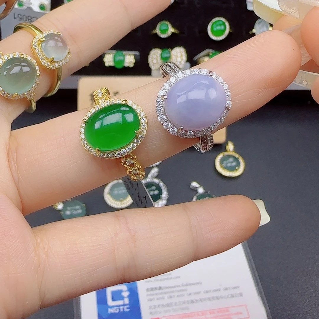 翡翠戒指银S925镶嵌111111