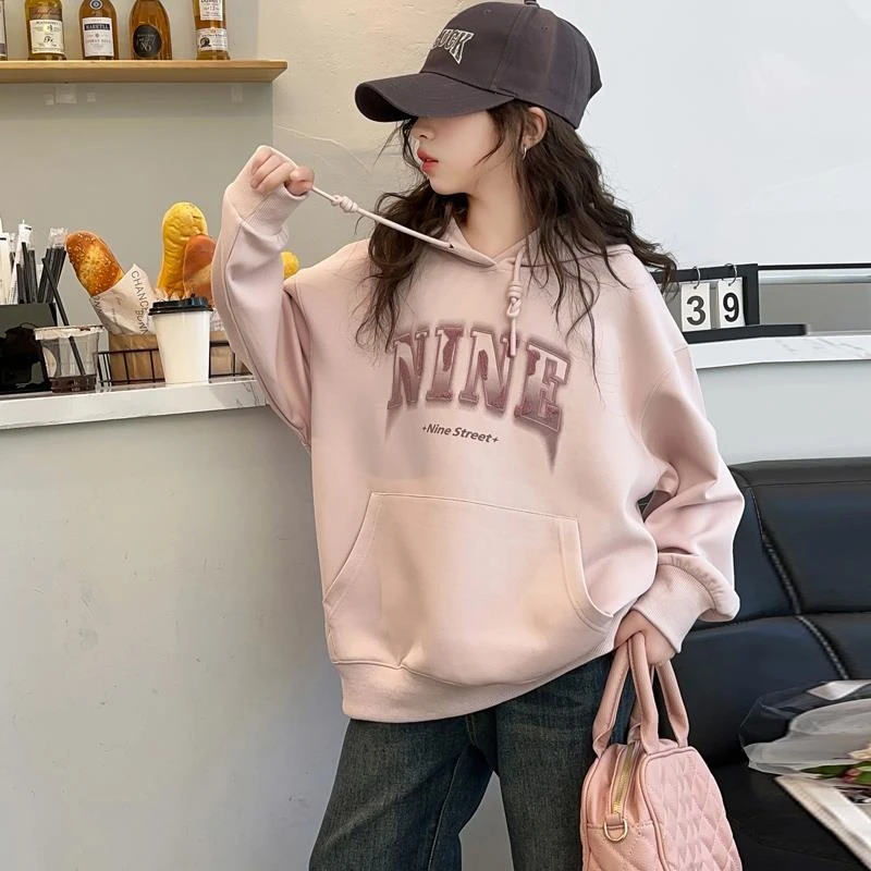 女童卫衣秋装2025新款洋气时髦女孩衣服春秋款儿童连帽休闲上衣潮