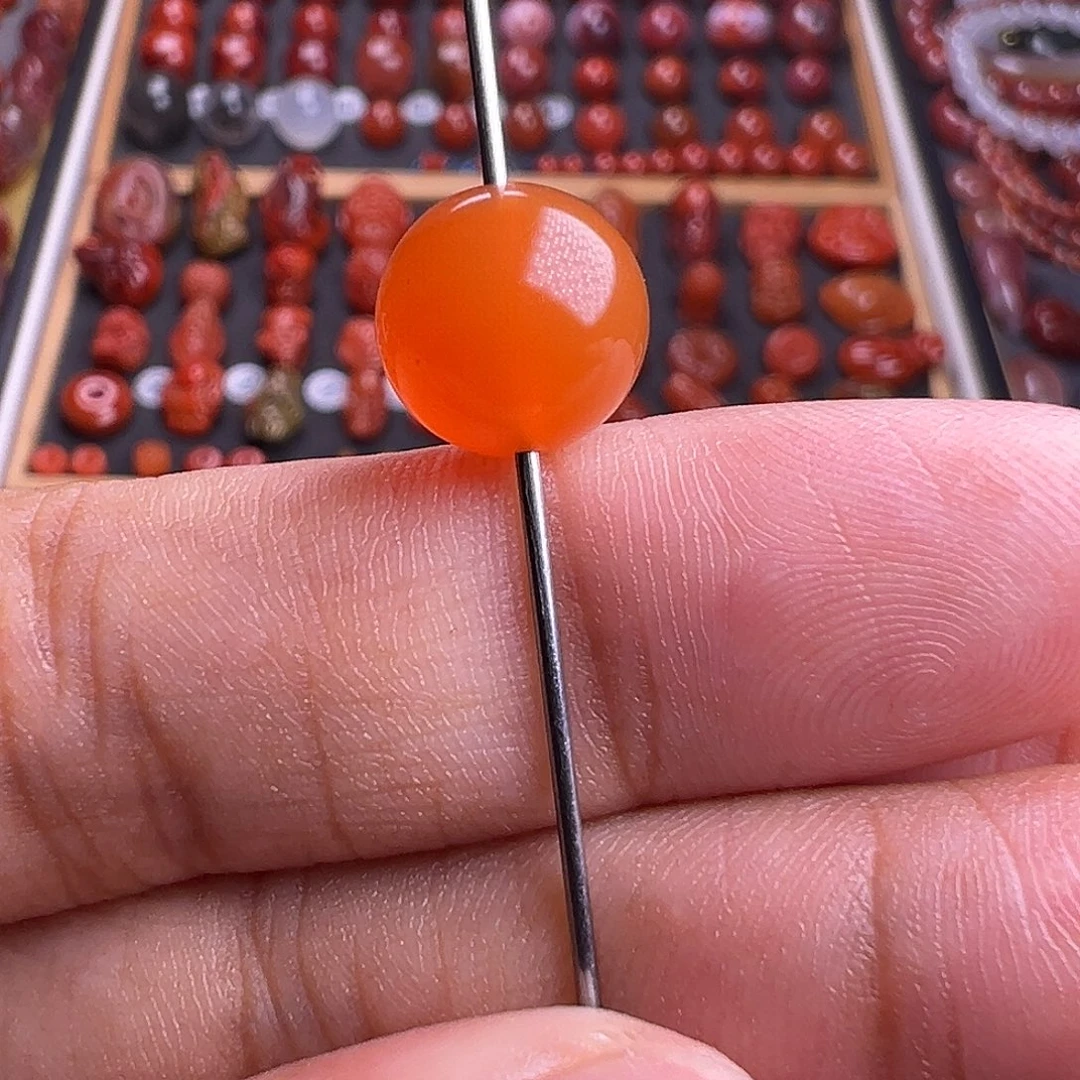 南红玛瑙未镶嵌珠宝奇石芬达色10mm