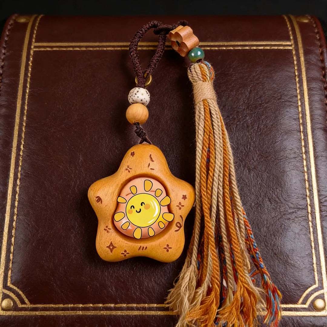 轻木集-双面五角星星钥匙扣包挂