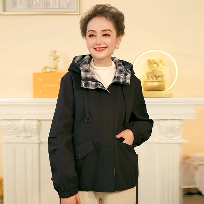 妈妈装秋季外套新款中老年女装洋气长袖上衣气质奶奶衣服春秋风衣
