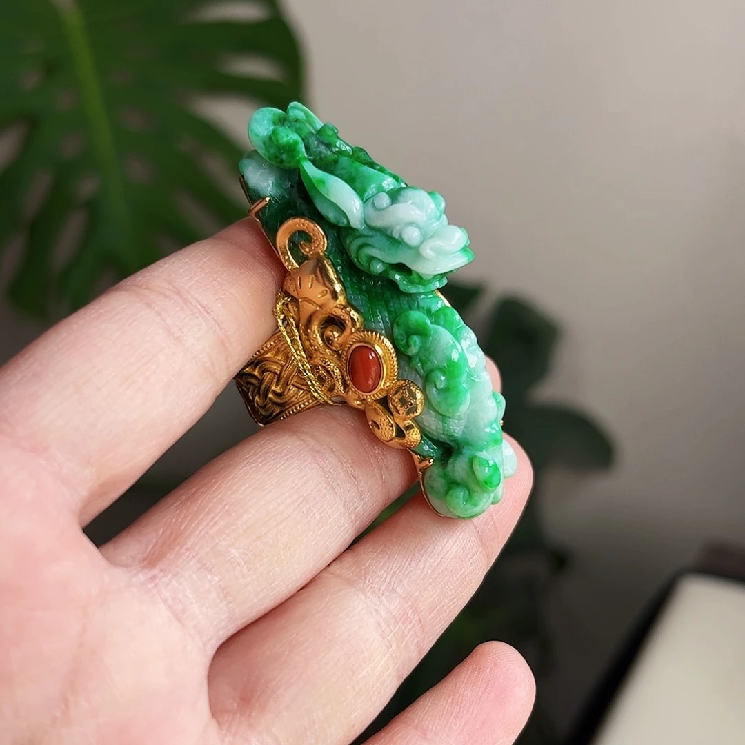 【闪购商品】翡翠戒指银S925镀金镶嵌 福利