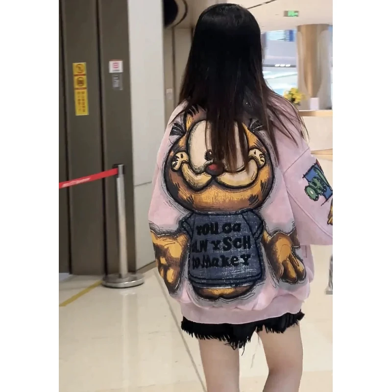 菲菲 加菲猫外套2025新款秋冬欧货潮牌卡通开衫卫衣宽松显瘦