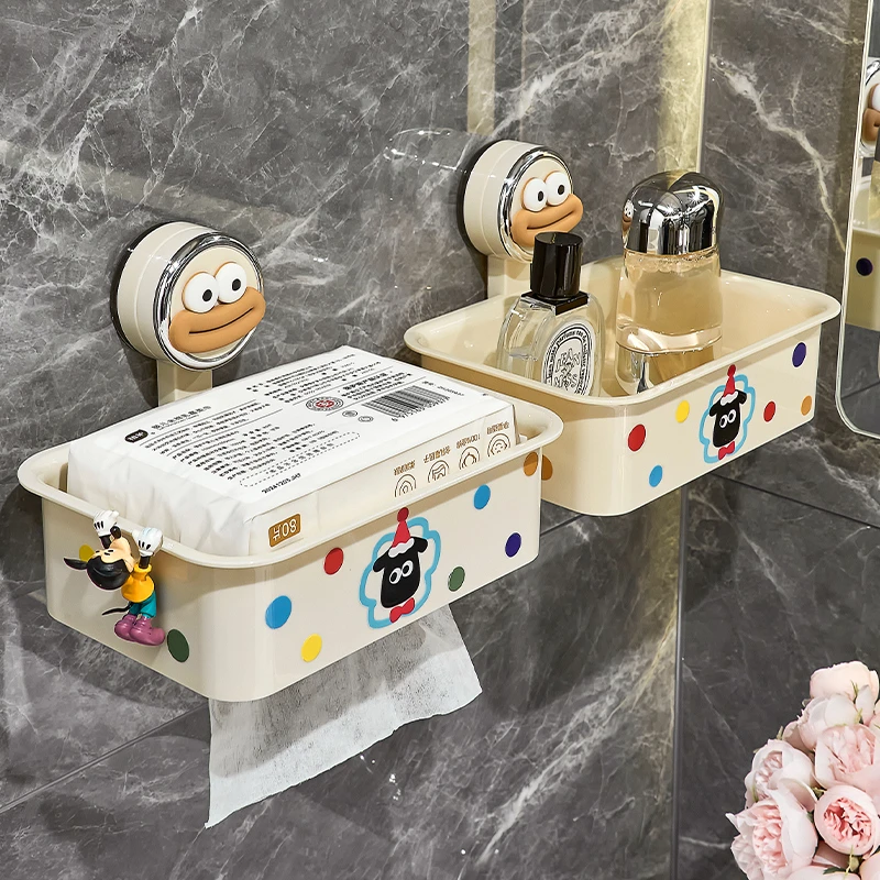 吸盘卫生间纸巾盒厕所卫生纸置物架免打孔壁挂式抽纸厕纸放置盒
