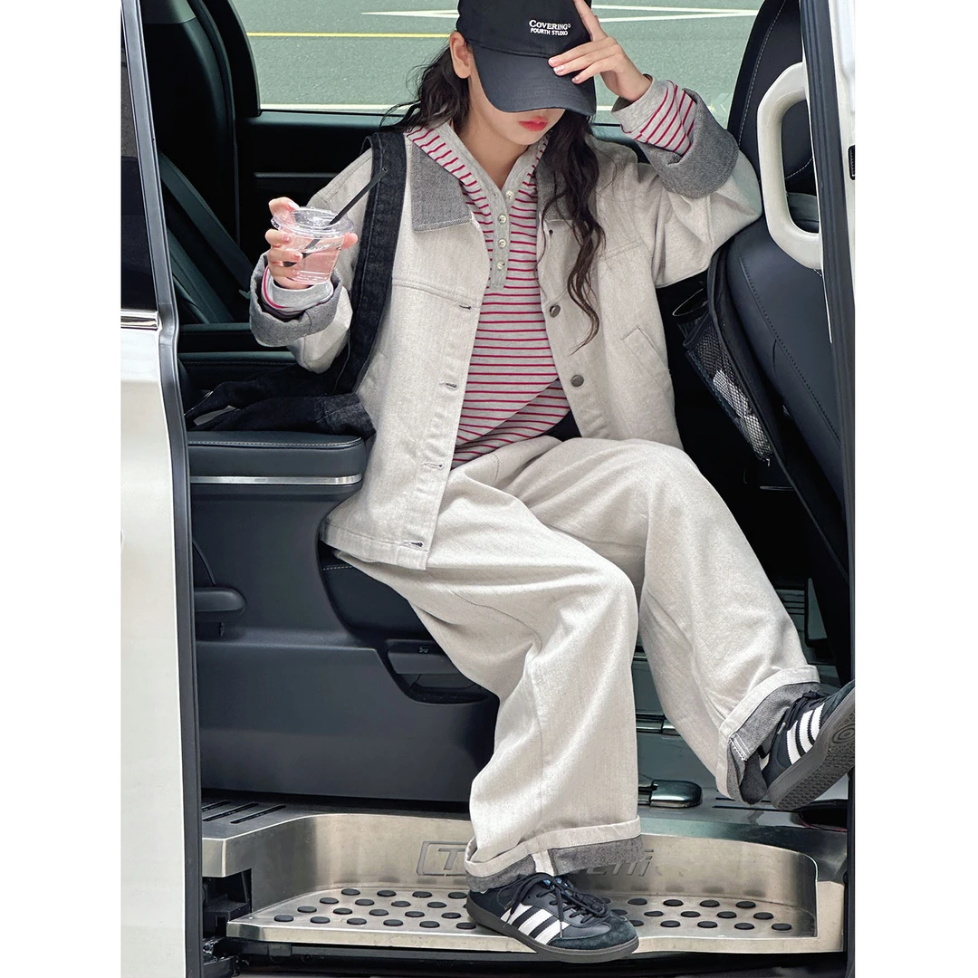 K29403孙小美工装风女童牛仔套装秋装新款儿童两件套春秋时髦