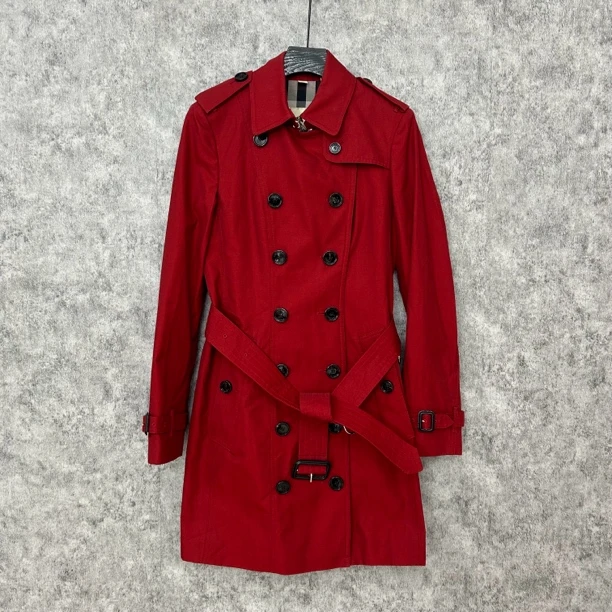 95新 BURBERRY/博柏利 红色风衣外套