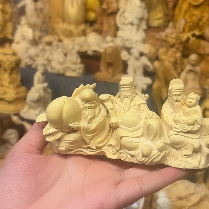 黄杨木黄杨木瑕疵福禄寿