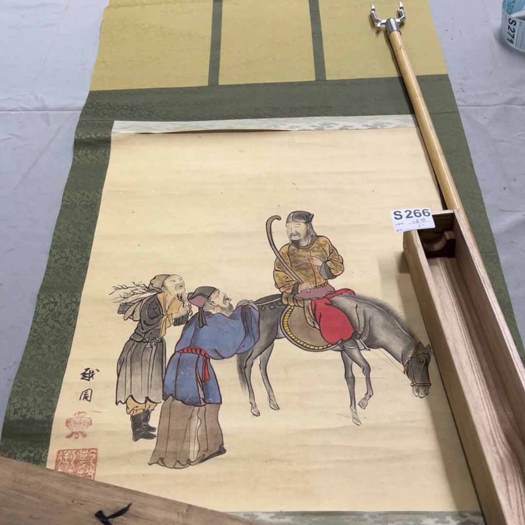 国画破*手绘临摹人物挂轴