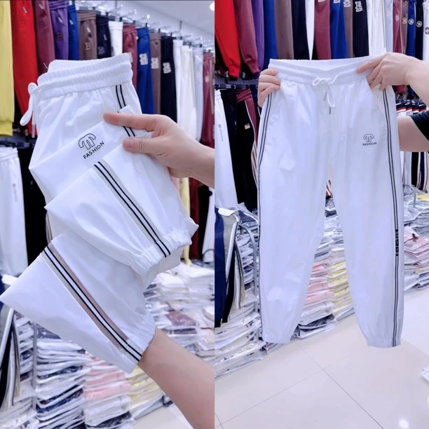 9936夏季高弹薄款女士透牛奶丝防晒简约束脚九分宽松休闲洋气空调