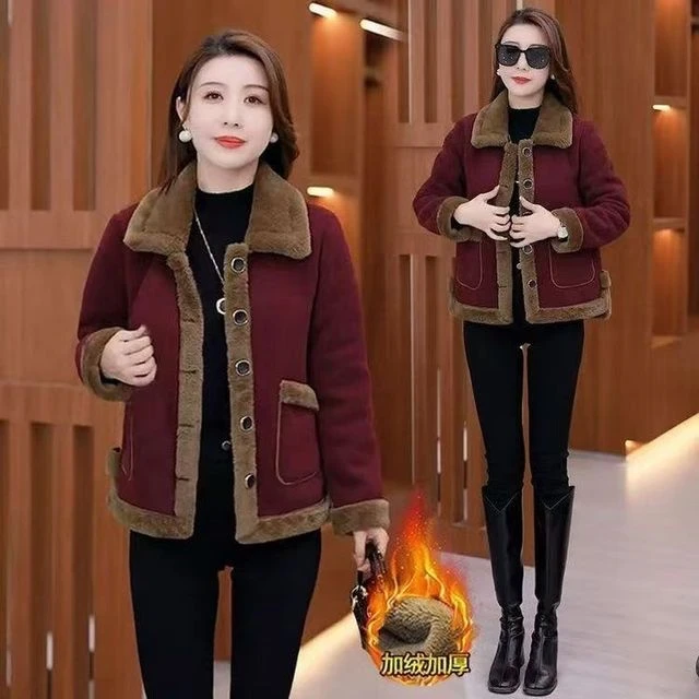 中年妈妈秋冬装灯芯绒保暖外套女2025新款宽松大码加绒加厚上衣