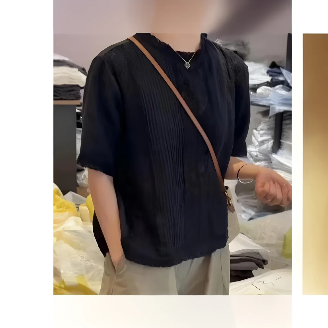 正品泡菜 夏款 茶壶家黑天鹅蕾丝衫女麻料子