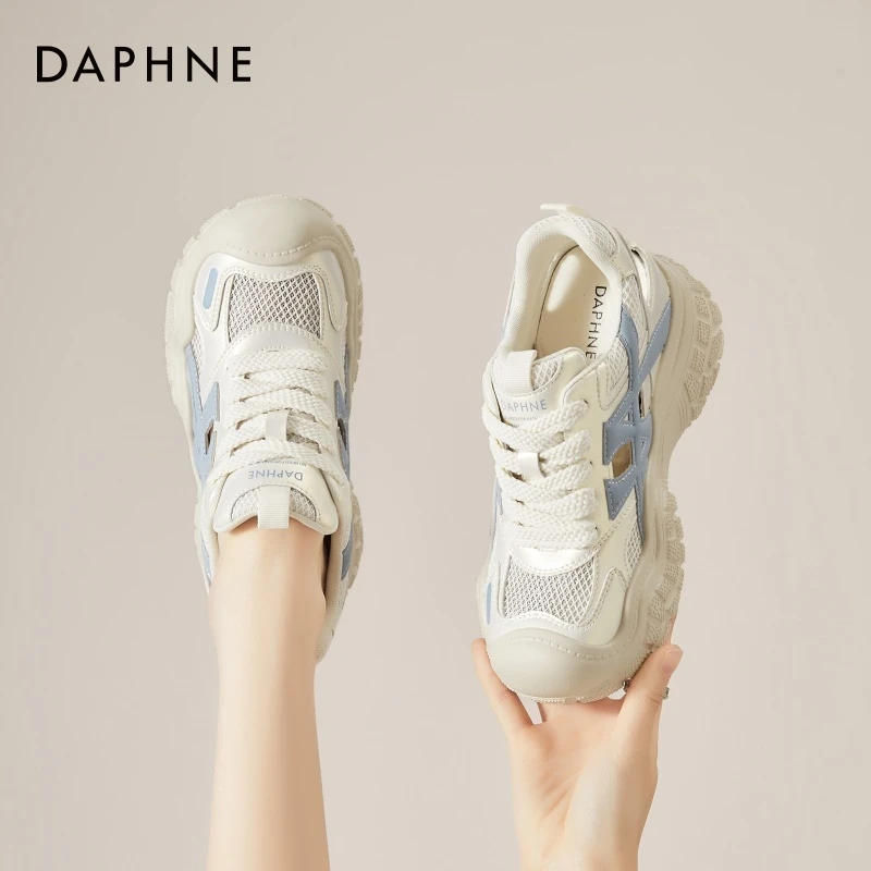 达芙妮镂空运动鞋女夏季新款网面透气舒适休闲鞋时尚拼色百搭女鞋