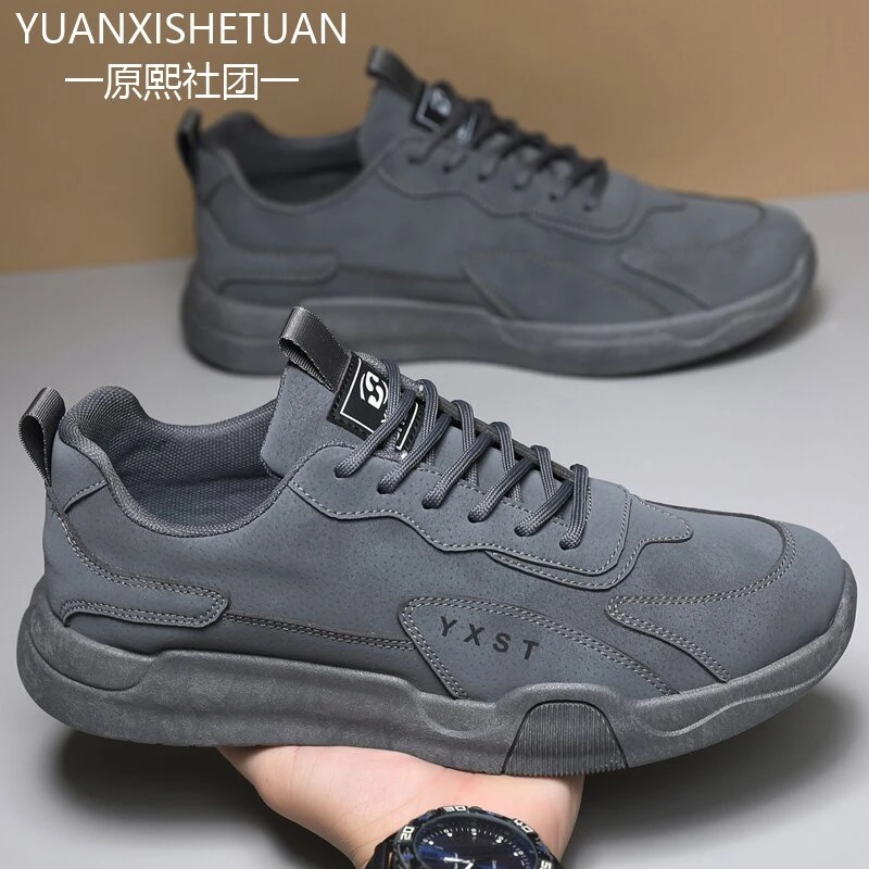 男鞋春季2025新款软底磨砂皮减震子男士潮流百休闲阿甘运动潮鞋