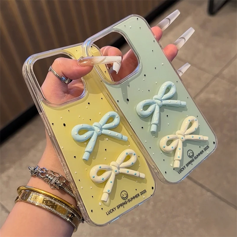 ins韩风立体蝴蝶结适用苹果16promax手机壳iPhone15新款14女13/12