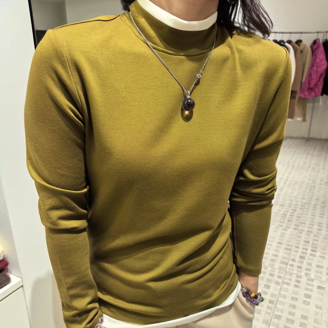 【专属】7742 女士醋酸双面假两件长袖T