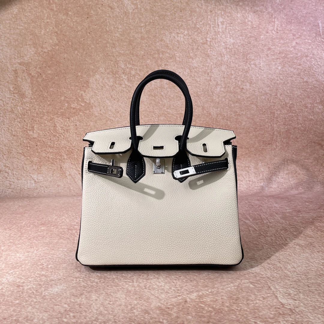 银扣【黑拼白】轻奢百搭手提高档女包-35043-1