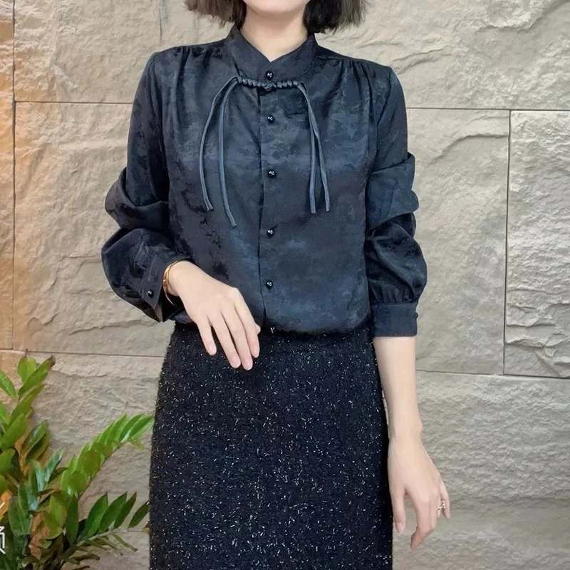 D30985南油爆款气质新中式提花衬衣