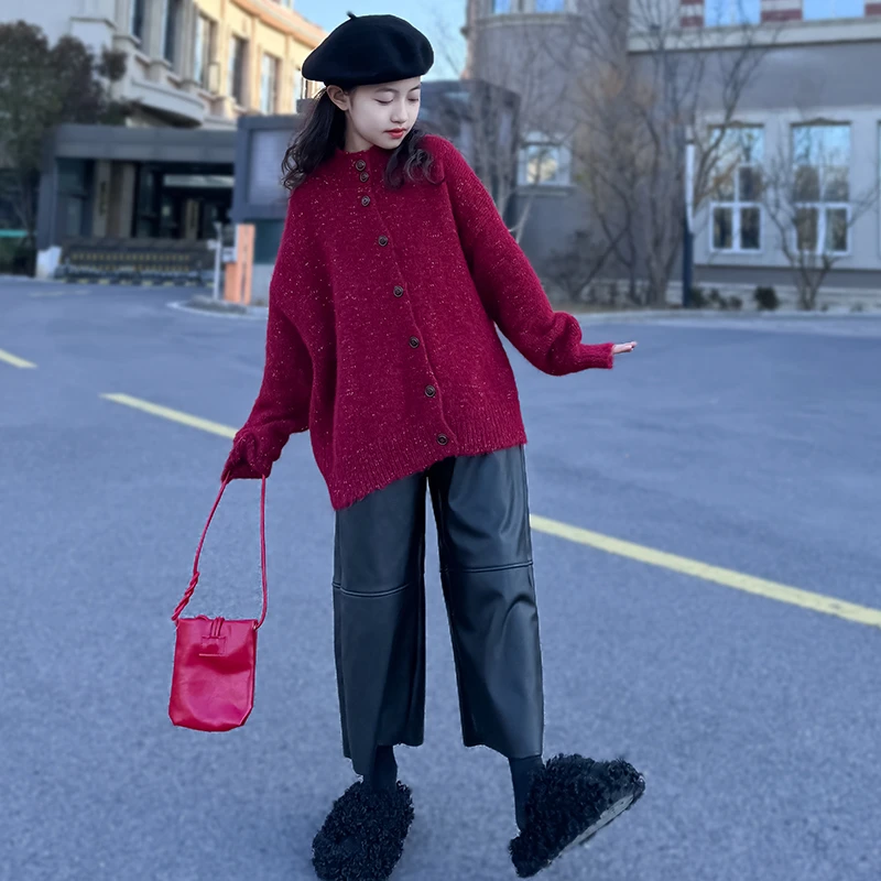 儿童毛衣女2025新款春装女童洋气开衫线衣中大童休闲韩版针织衫