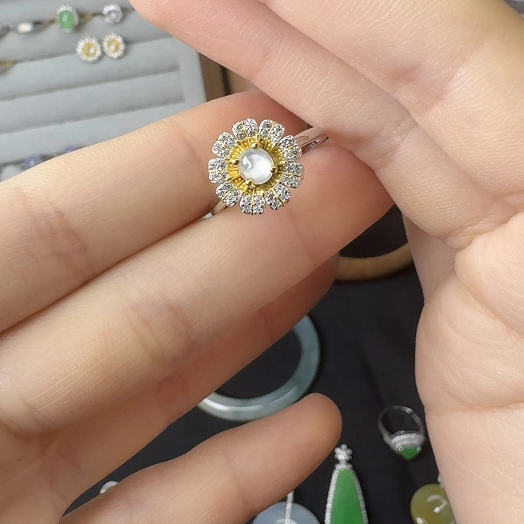 翡翠银S925镶嵌手链翡翠s925银镶嵌戒指