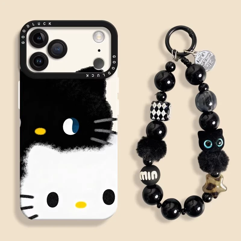 ins黑白猫贴适用iPhone17promax手机壳16pro苹果15新年14小清新女