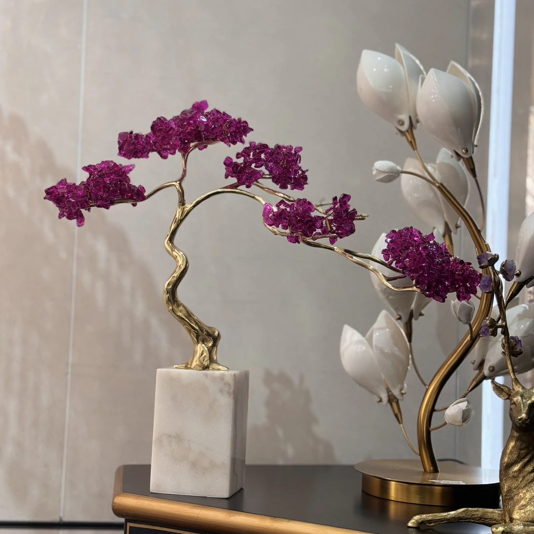 【本尼家】AP467玫红色树摆件 56*20*52cm