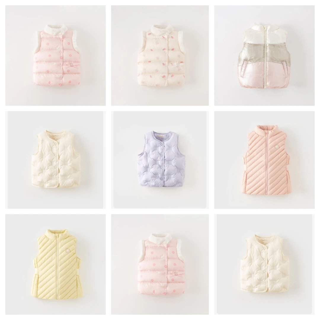 戴维贝拉儿童羽绒马甲2025冬季新款女童洋气白鸭绒保暖羽绒背心