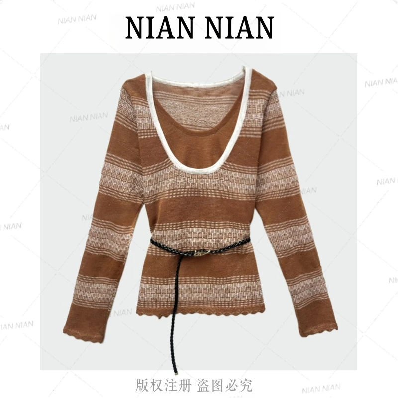 【浮世艺想】年年2025新款秋季针织长袖高级感穿搭毛衣针织衫