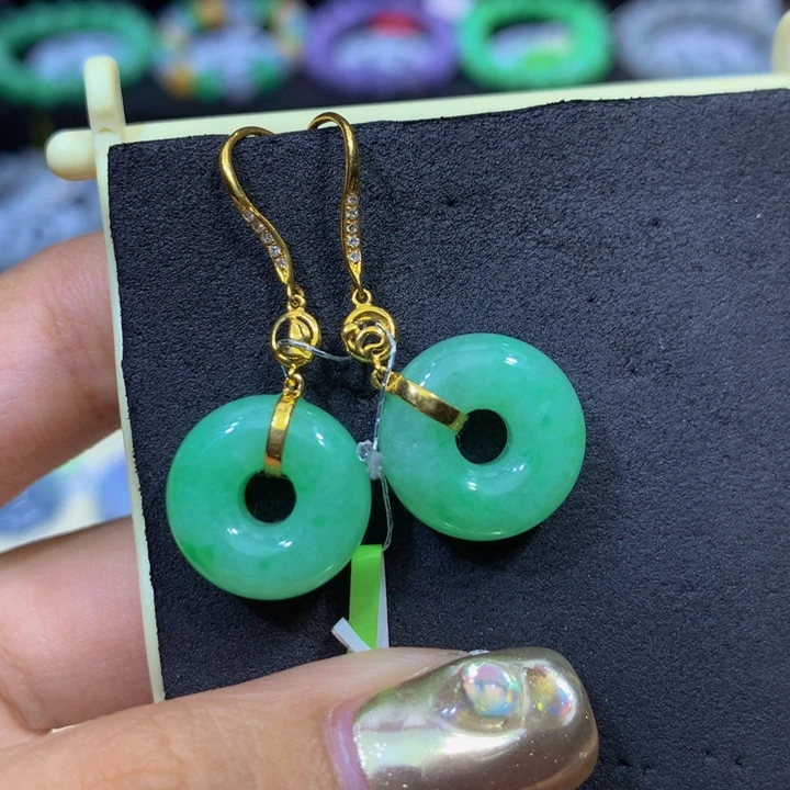 翡翠18K金镶嵌手链翡翠