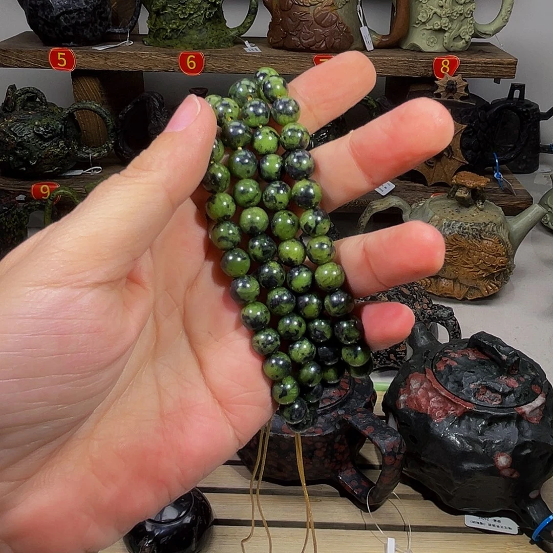 石材藏玉药王石精品108颗佛珠0.8