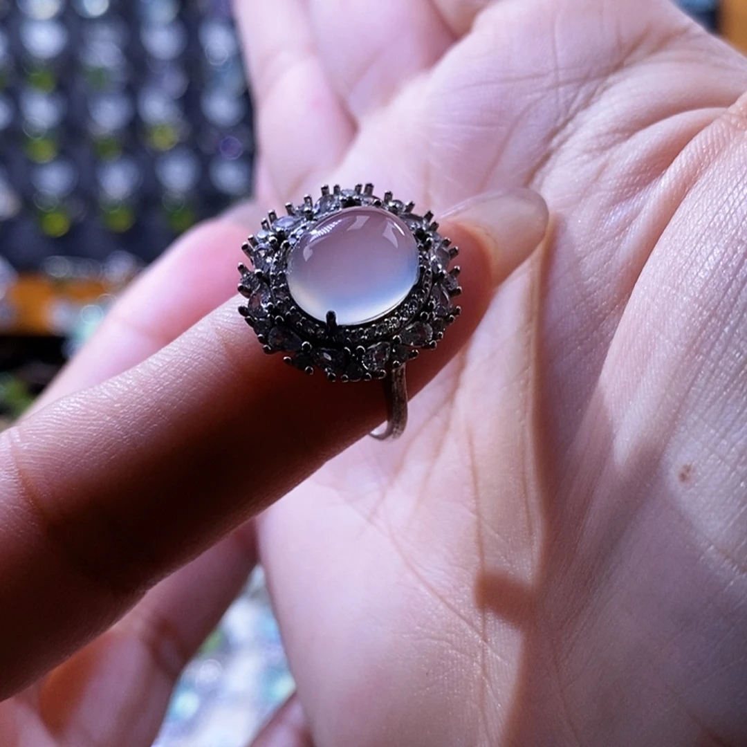 岫玉银S925镶嵌戒指