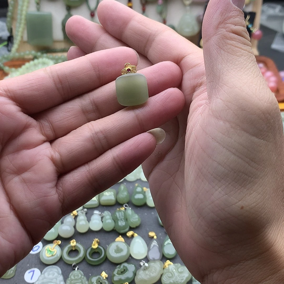 吊坠(不含链)银S925镶嵌和田玉