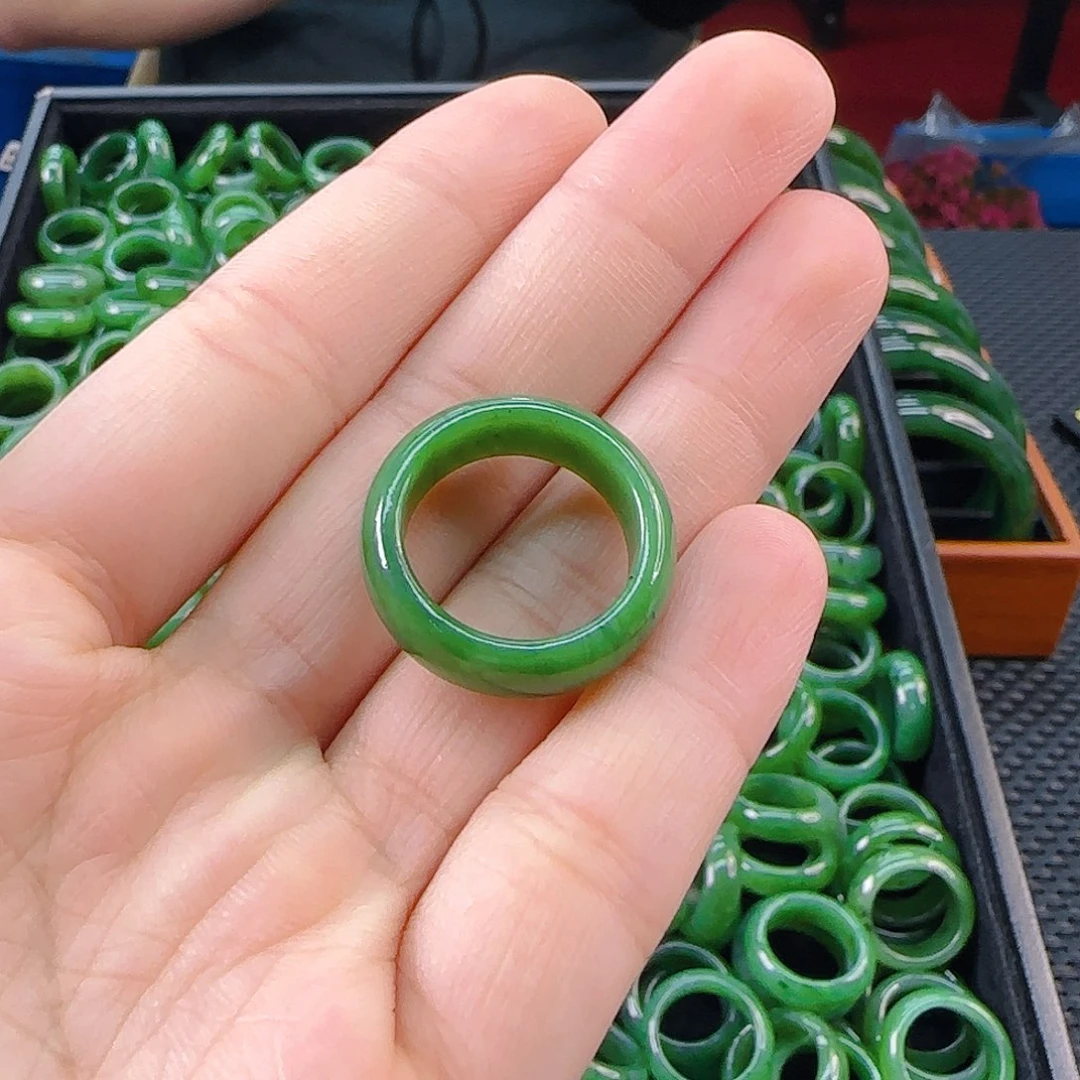 未镶嵌戒指和田玉碧玉戒圈卡17、18多样性发其一