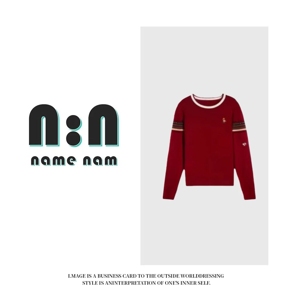 彩条刺绣小马丨秋冬气质百搭针织衫上衣女8025